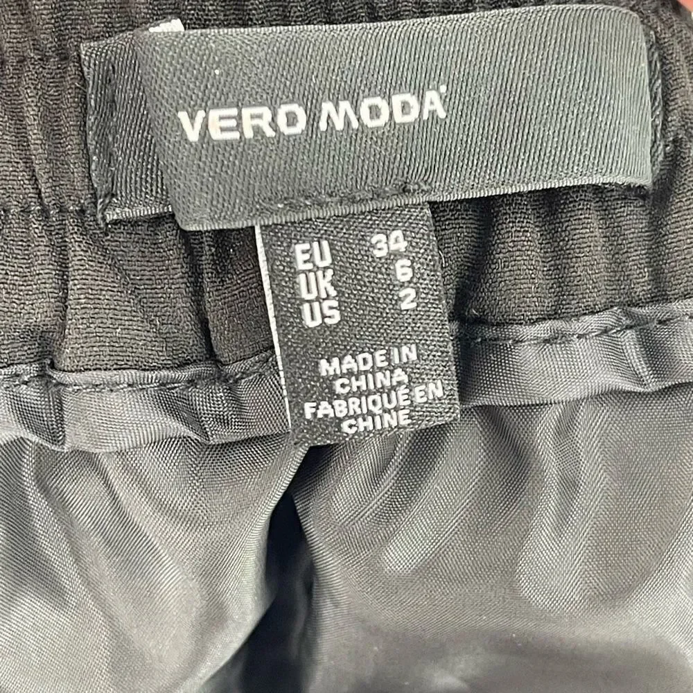 Vero Moda Dani Tulip‎ High Waisted Mini Skirt Lined Elastic Waist Black Women 2